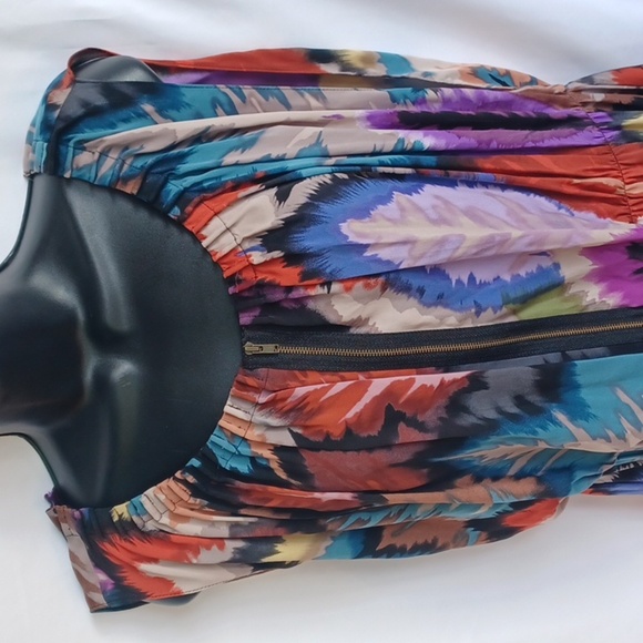 Ali Ro Silk Water Color Drape Front Dress 💙💚💙 - Picture 2 of 7